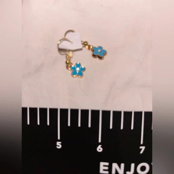 Nordstrom Gold and Blue Flower Earrings - Picture 1 of 4